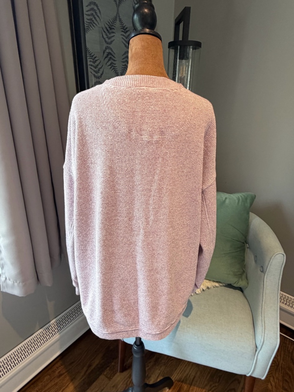 Aerie Light Pink Thermal Long Sleeve Pullover - Picture 3 of 3